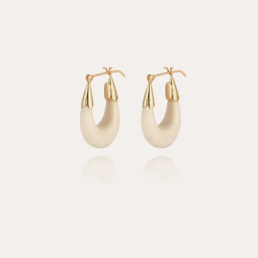 Ecume earrings small size acetate gold - Ivory