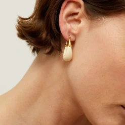 Ecume earrings small size acetate gold - Ivory
