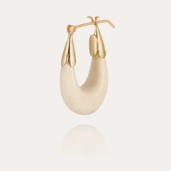 Ecume earrings small size acetate gold - Ivory