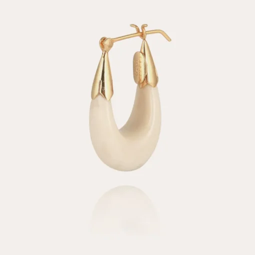 Ecume earrings small size acetate gold - Ivory