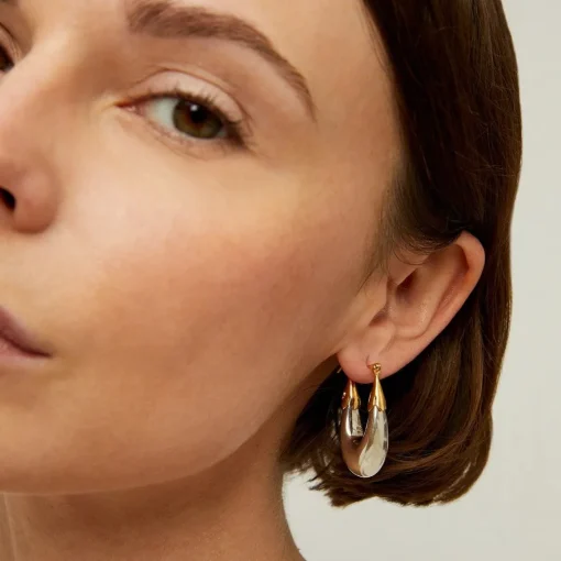 Ecume earrings small size bicolor silver