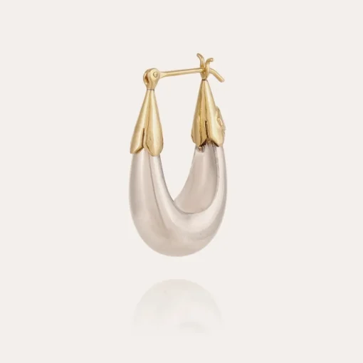 Ecume earrings small size bicolor silver