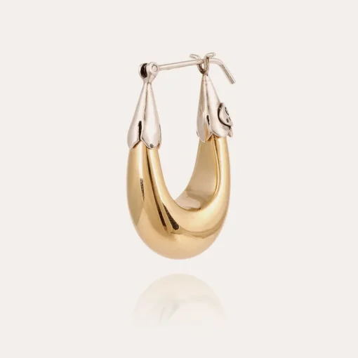 Ecume earrings small size bicolor gold