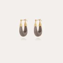 Ecume earrings small size acetate gold - Grey