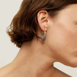 Ecume earrings small size acetate gold - Grey