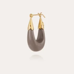 Ecume earrings small size acetate gold - Grey