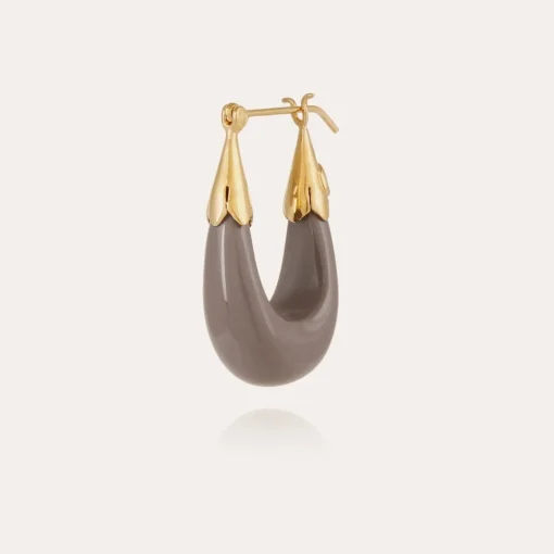 Ecume earrings small size acetate gold - Grey