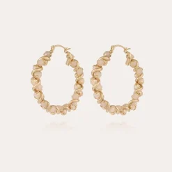 Eurydice hoop earrings medium size gold - Moonstone