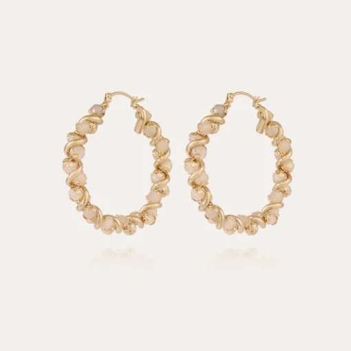 Eurydice hoop earrings medium size gold - Moonstone