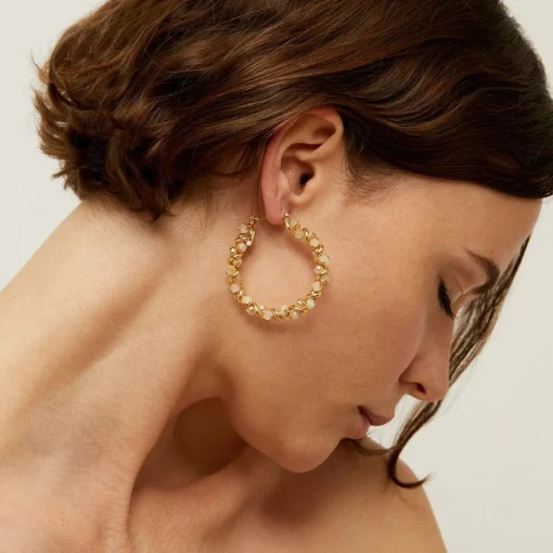 Eurydice hoop earrings medium size gold - Moonstone