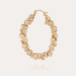Eurydice hoop earrings medium size gold - Moonstone