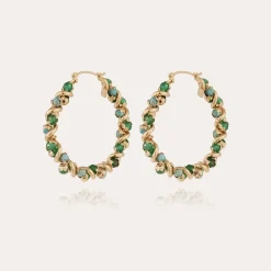 Eurydice hoop earrings medium size gold - Aventurine & Turquoise