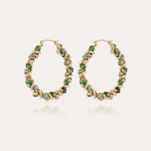 Eurydice hoop earrings medium size gold - Aventurine & Turquoise