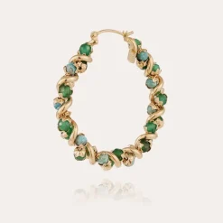 Eurydice hoop earrings medium size gold - Aventurine & Turquoise
