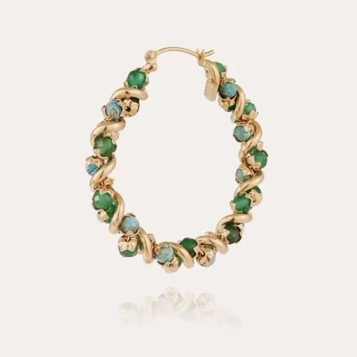 Eurydice hoop earrings medium size gold - Aventurine & Turquoise