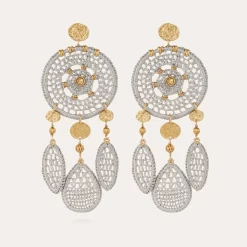 Fanfaria raffia earrings gold