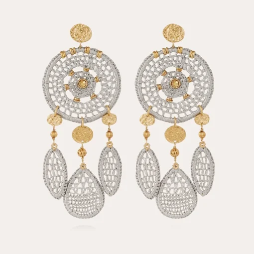 Fanfaria raffia earrings gold
