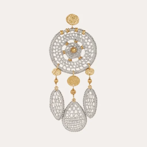 Fanfaria raffia earrings gold