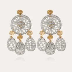 Fanfaria raffia earrings small size gold