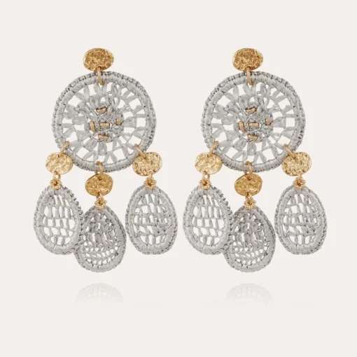 Fanfaria raffia earrings small size gold