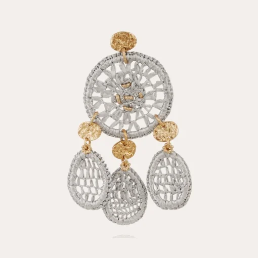 Fanfaria raffia earrings small size gold