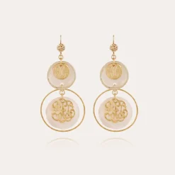 Idylle earrings small size gold - White Mother-of-pearl