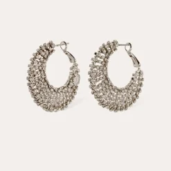 Izzia strass earrings rhodium finish