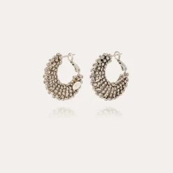 Izzia strass earrings small size rhodium finish