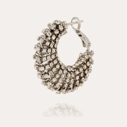 Izzia strass earrings small size rhodium finish