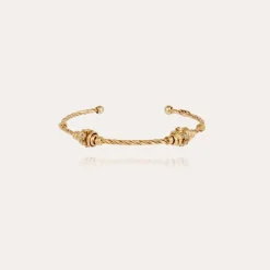 Jonc Torsade 2 strass bracelet small size gold