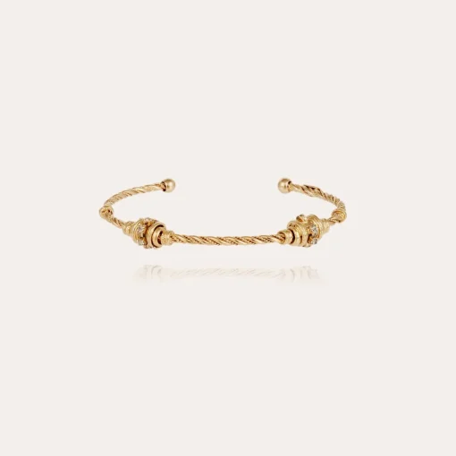 Jonc Torsade 2 strass bracelet small size gold