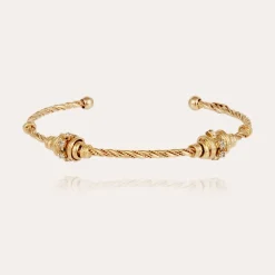 Jonc Torsade 2 strass bracelet small size gold