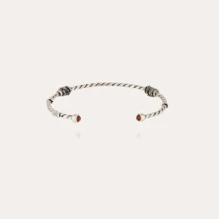 jonc Torsade cabochons bracelet small size silver