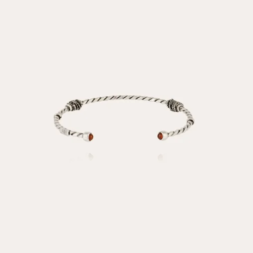 jonc Torsade cabochons bracelet small size silver