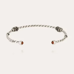 jonc Torsade cabochons bracelet small size silver