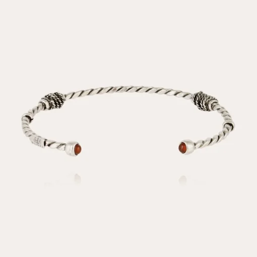 jonc Torsade cabochons bracelet small size silver