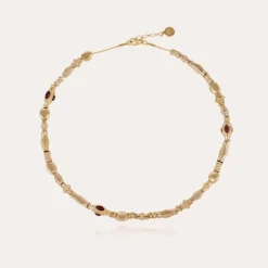 Kali cabochons necklace gold - Amethyst