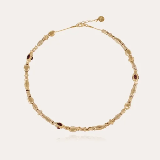 Kali cabochons necklace gold - Amethyst