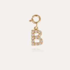 Letter B pendant charms strass gold