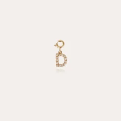 Letter D pendant charms strass gold