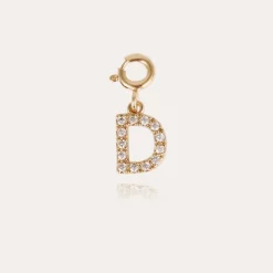 Letter D pendant charms strass gold
