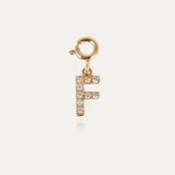 Letter F pendant ccharms strass gold
