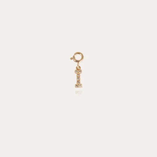 Letter I pendant charms strass gold