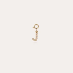 Letter J pendant charms strass gold