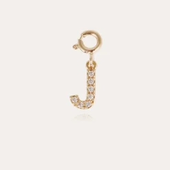 Letter J pendant charms strass gold