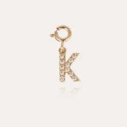 Letter K pendant charms strass gold