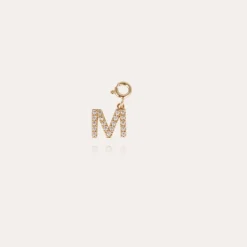 Letter M pendant charms strass gold