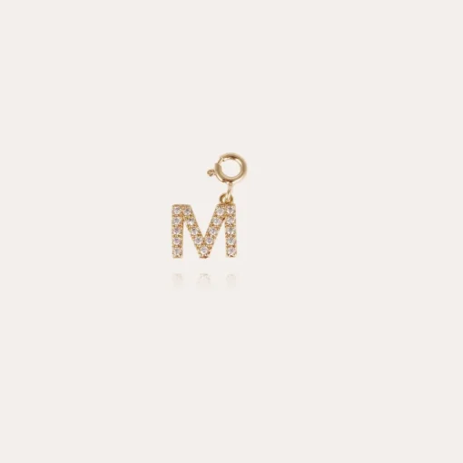 Letter M pendant charms strass gold