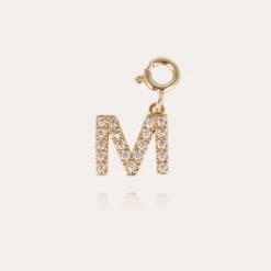 Letter M pendant charms strass gold
