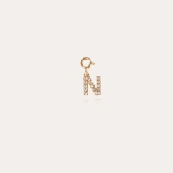 Letter N pendant charms strass gold